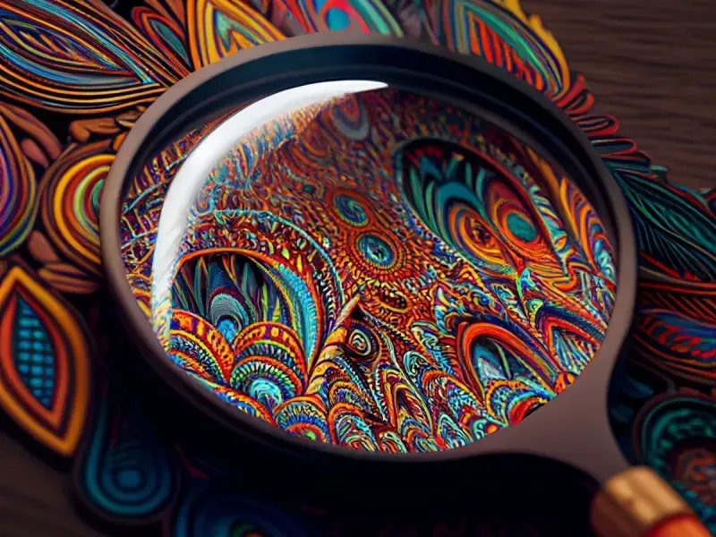 Lente d’ingrandimento su motivi complessi, simbolo della varietà della personalità analizzata attraverso la scrittura.